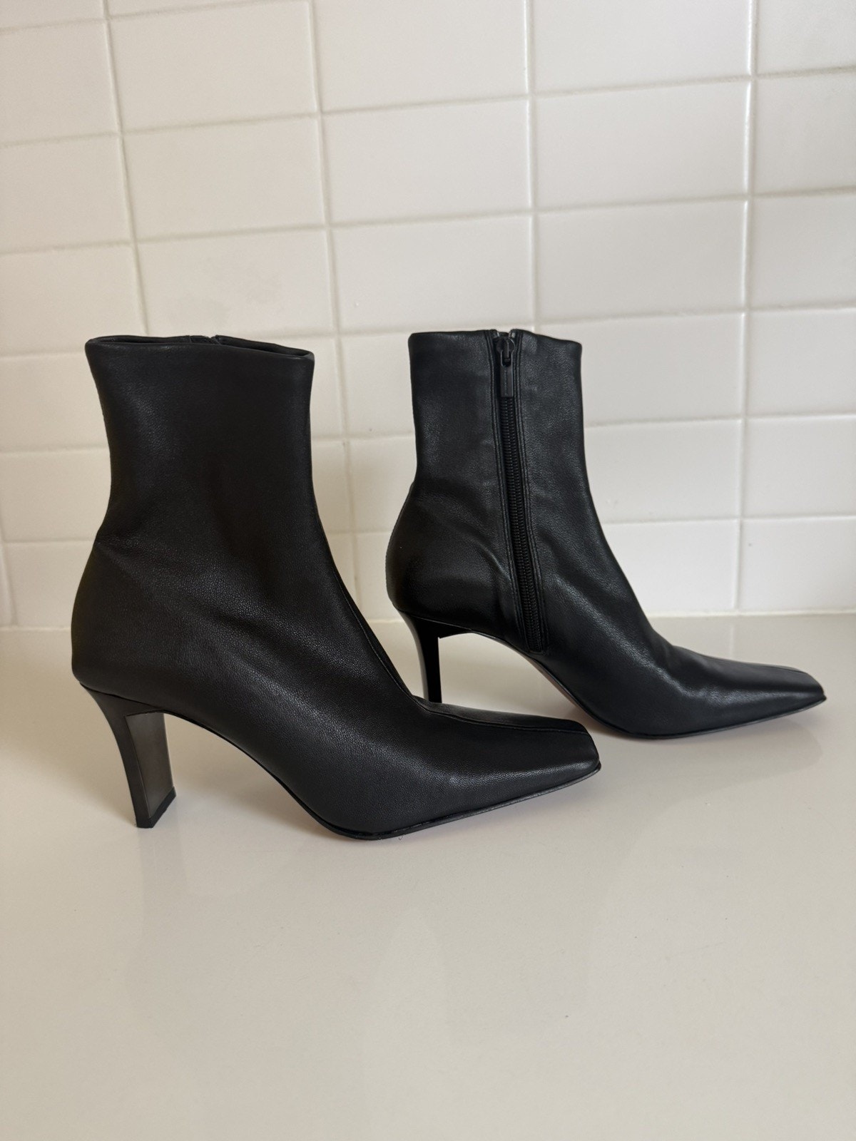 Women’s Robert Clergerie Sharon Streach Black Ankle Heeled Boots 37/7 With Box